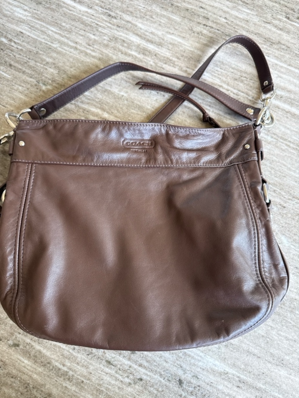 Coach Zoe Brown Leather Shoulder Hobo Bag